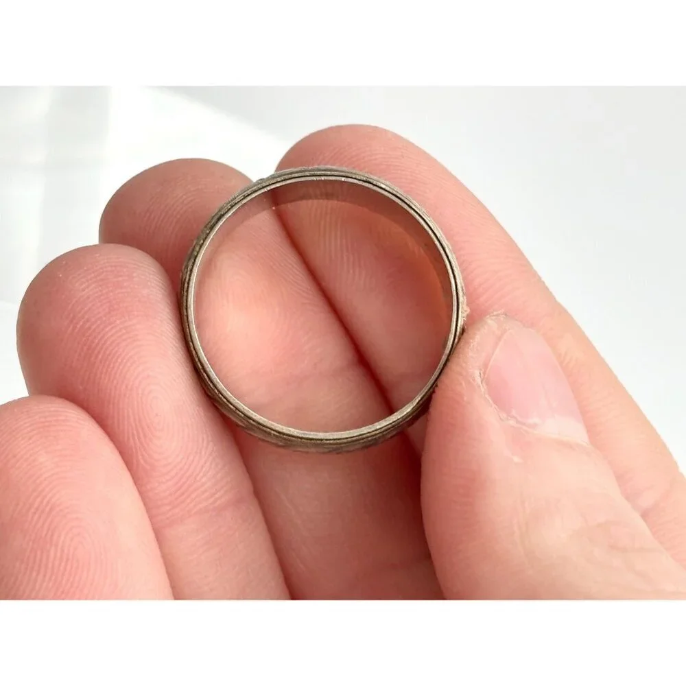 Dual Toned Hand Carved Spinner 925 Sterling Silver Vintage Ring - sz 10.5